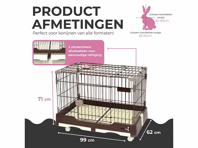 Maxxpet 88396 konijnenhok - 99x62x71cm - afbeelding 3 van  5