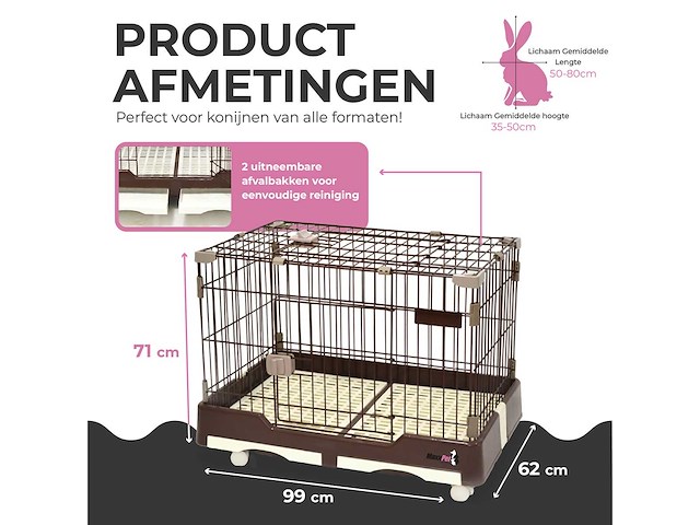Maxxpet 88396 konijnenhok - 99x62x71cm - afbeelding 3 van  5