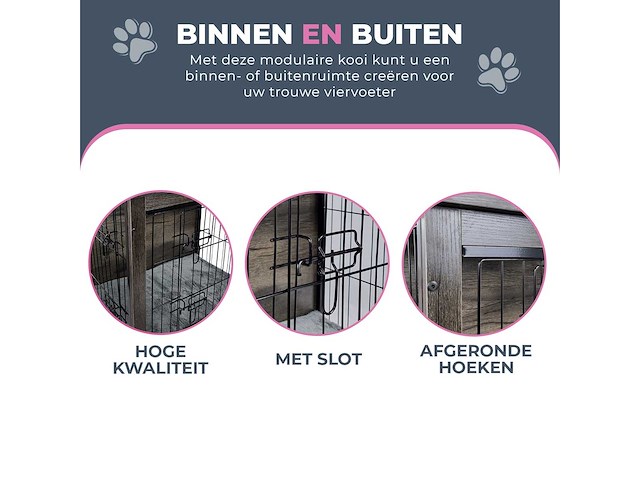 Maxxpet houten hondenbench - hondenhok - bench - hondenhuis - 63x51x59cm - afbeelding 3 van  6