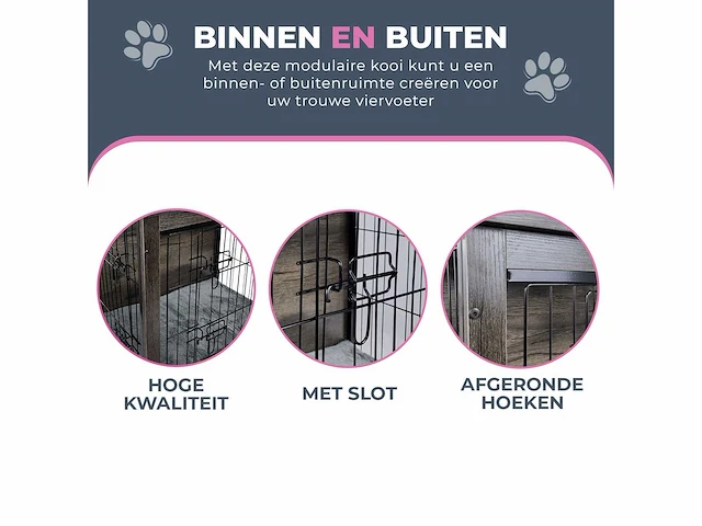 Maxxpet houten hondenbench - hondenhok - bench - hondenhuis - 63x51x59cm - afbeelding 3 van  6