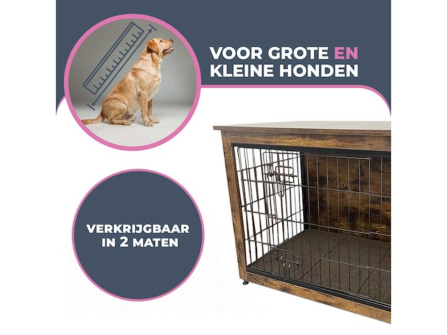 Maxxpet houten hondenbench - hondenhok - bench - hondenhuis - 63x51x59cm - afbeelding 5 van  6