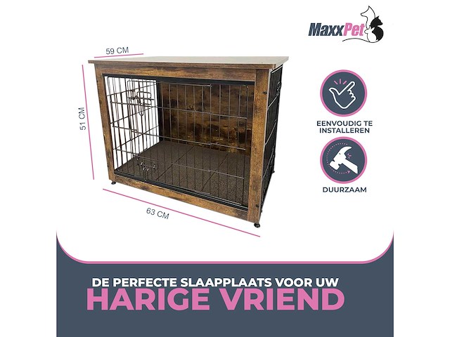 Maxxpet houten hondenbench - hondenhok - bench - hondenhuis - 63x51x59cm - afbeelding 6 van  6