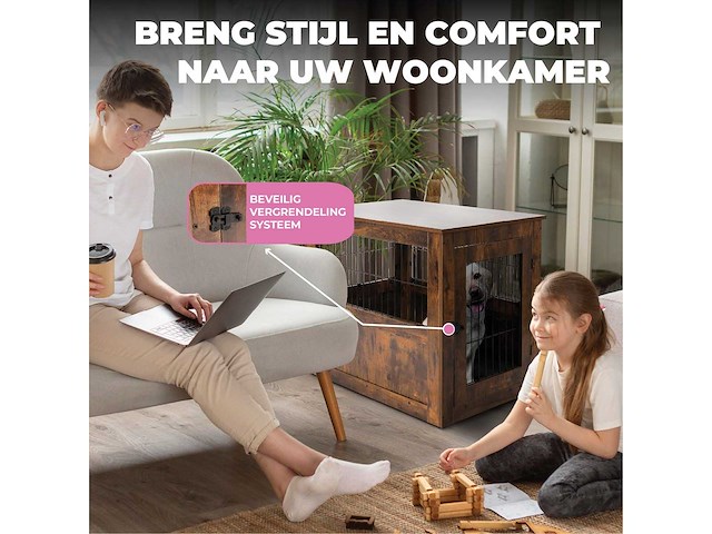Maxxpet houten hondenbench 89x61x72cm - afbeelding 5 van  5