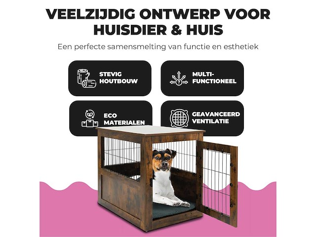 Maxxpet houten hondenbench 89x61x72cm - afbeelding 2 van  5