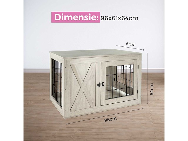 Maxxpet houten hondenbench 96x61x64cm - afbeelding 4 van  5