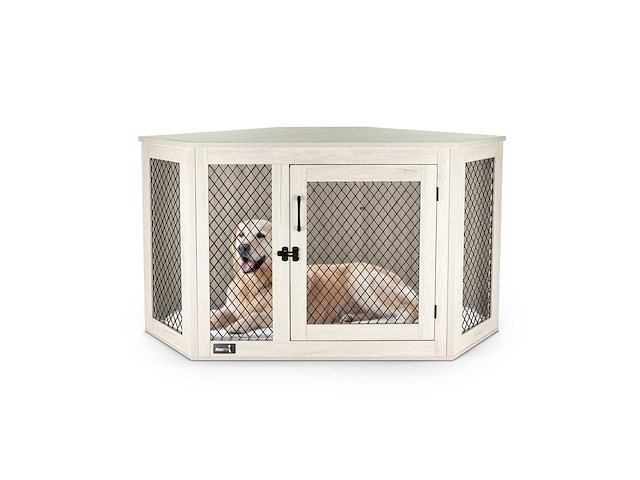 Maxxpet houten hondenbench hoekmodel 132x70x73 cm - afbeelding 1 van  5