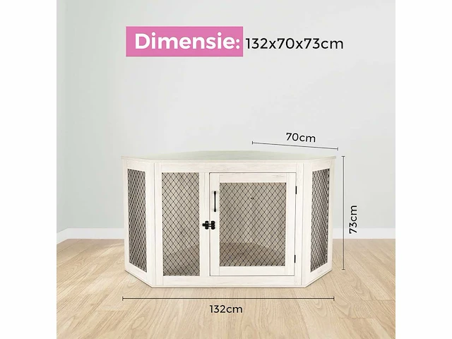 Maxxpet houten hondenbench hoekmodel 132x70x73 cm - afbeelding 4 van  5