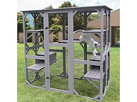 Maxxpet kattenkooi - kattenvolière - 166x90x180cm grijs - afbeelding 6 van  6