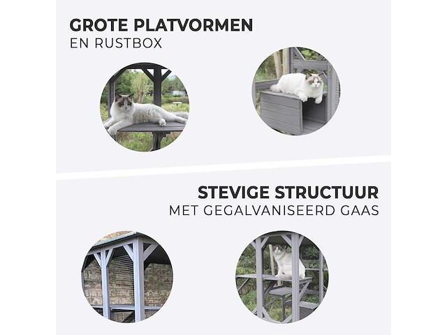 Maxxpet kattenkooi - kattenvolière - 166x90x180cm grijs - afbeelding 3 van  4