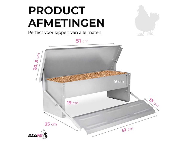 Maxxpet kippen 88325 voederbak voerbak met trapsysteem 5kg - afbeelding 2 van  5