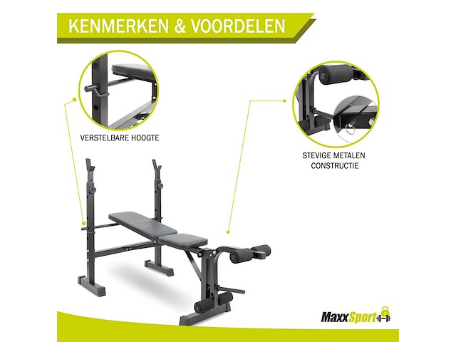 Maxxsport 21376 halterbank - weight bench - verstelbaar en inklapbaar - 147 x 125 x 103 cm - afbeelding 2 van  6