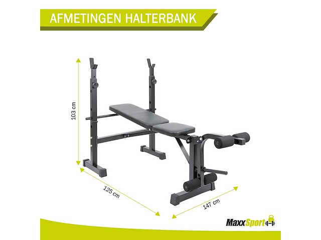 Maxxsport 21376 halterbank - weight bench - verstelbaar en inklapbaar - 147 x 125 x 103 cm - afbeelding 5 van  6