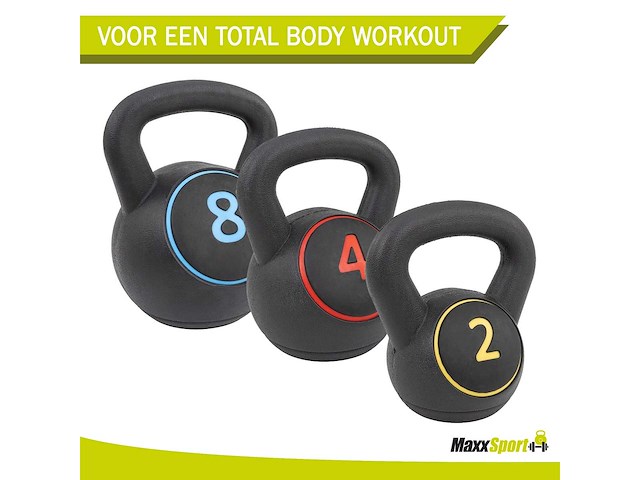 Maxxsport kettlebell 21814 - set van 3 kettlebell - 2 - 4 - 8 kg - afbeelding 4 van  6
