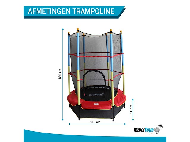 Maxxtoys 20965 trampoline met veiligheidsnet - 135 cm - blauw - afbeelding 5 van  5
