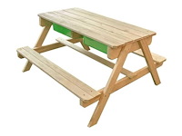 Maxxtoys 88942 zand- en watertafel - picknicktafel hout - 90x90x50 cm - afbeelding 2 van  2