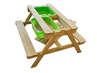 Maxxtoys 88942 zand- en watertafel - picknicktafel hout - 90x90x50 cm - afbeelding 1 van  4