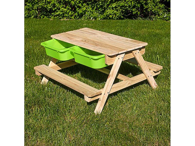 Maxxtoys 88942 zand- en watertafel - picknicktafel hout - 90x90x50 cm - afbeelding 2 van  4