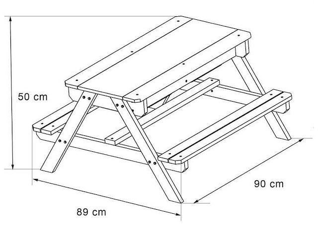 Maxxtoys 88942 zand- en watertafel - picknicktafel hout - 90x90x50 cm - afbeelding 4 van  4