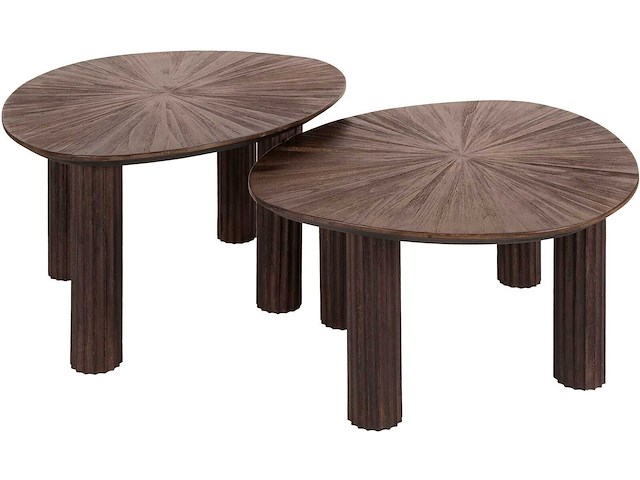 Maya teak driehoekige salontafel set/2 - espresso. - afbeelding 4 van  5