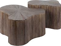 Maya teak shamrock salontafel set/2 - massief teak espresso - afbeelding 3 van  4
