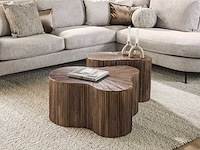 Maya teak shamrock salontafel set/2 - massief teak espresso - afbeelding 1 van  4