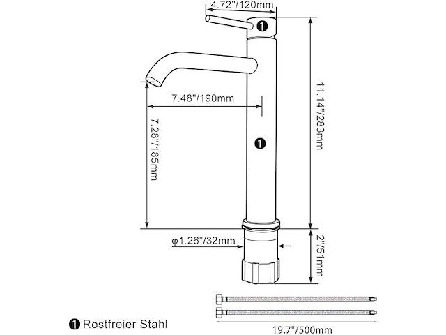 Maynosi hoge wastafelkraan - afbeelding 2 van  4