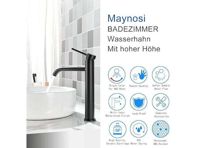 Maynosi hoge wastafelkraan - afbeelding 4 van  4