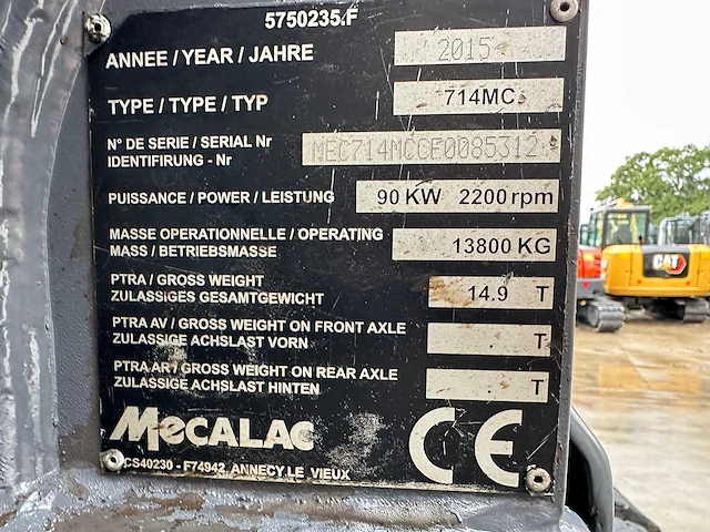 Mecalac - 2015 - 714mc - rupsgraafmachine - afbeelding 63 van  66