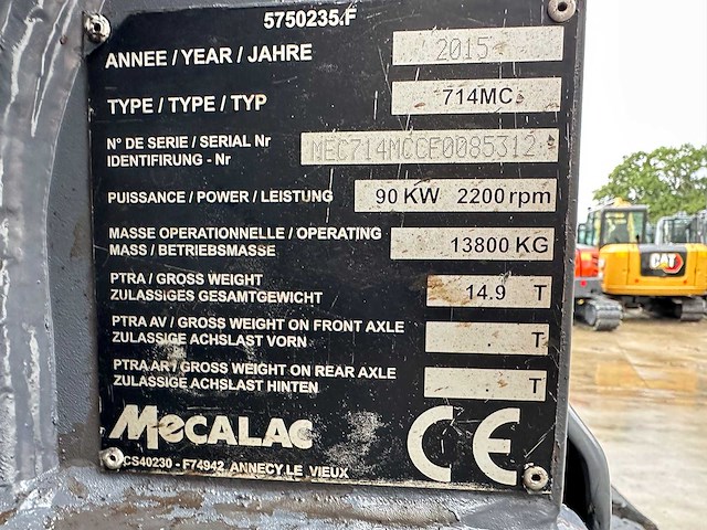 Mecalac - 2015 - 714mc - rupsgraafmachine - afbeelding 63 van  66