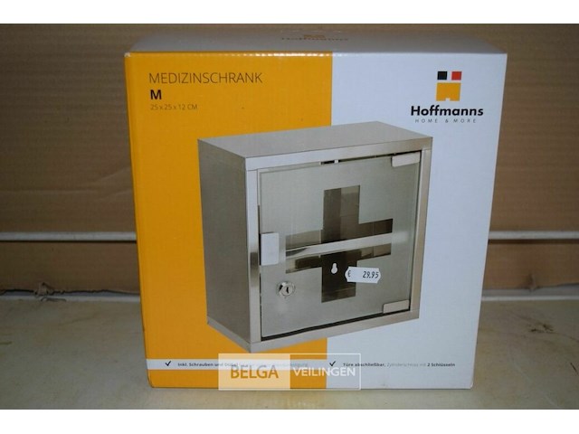 Medicijnkastje met sleutel 25x25x12 cm - afbeelding 1 van  1