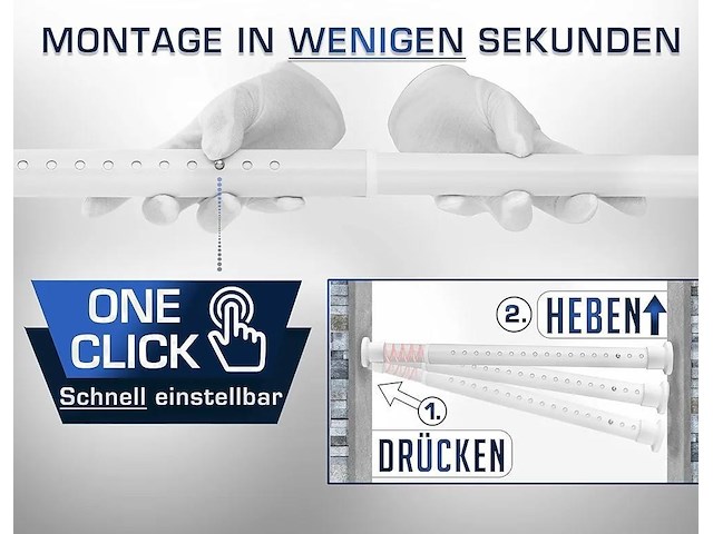 Meisenberg multifunctionele gordijnroede zonder boren, uitschuifbare stang - afbeelding 3 van  6