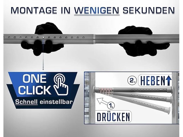Meisenberg multifunctionele gordijnroede zonder boren, uitschuifbare stang - afbeelding 2 van  6
