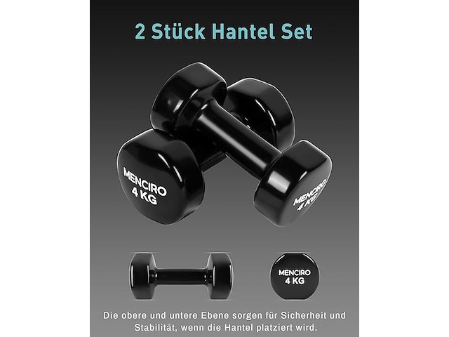 Menciro halters set (2x4kg) zwart - afbeelding 2 van  2
