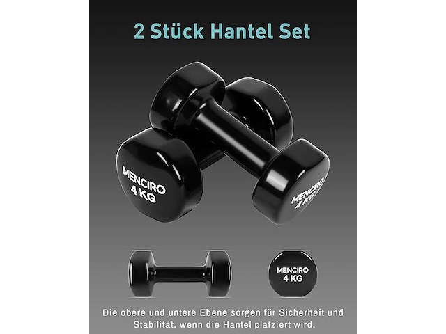 Menciro halters set (2x4kg) zwart - afbeelding 2 van  2