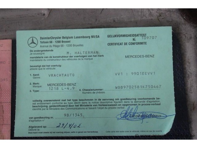 Mercedes atego, eerste inschrijving 14/06/2002, diesel, manueel, mtm 11.990 kg, tarragewicht 8.200 kg, 524 450km vlgs ltst keuring, open laadbak, chassisnummer wdb9702581k750467, keuring geldig tot 17/06/2027 - afbeelding 8 van  19