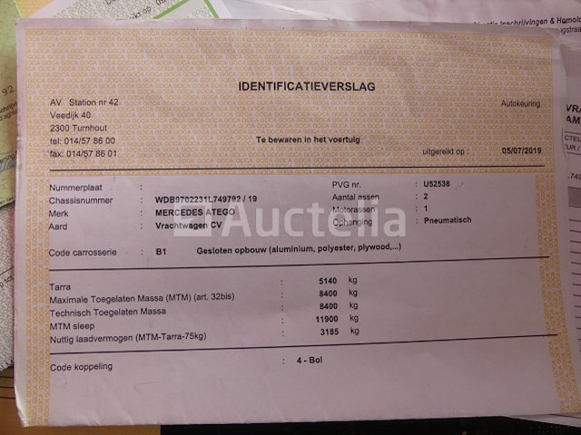 Mercedes-benz atego 822l boxtruck (2013-139,702 km-vin:wdb9702231l749792) - afbeelding 20 van  27