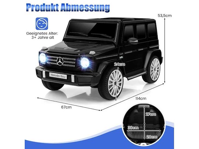 Mercedes-benz g500 elektrische kinderauto met afstandsbediening en muziekverbinding - afbeelding 6 van  7