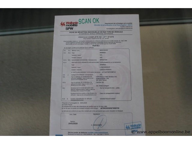Mercedes sprinter, 1e insch 2020-01-24, 172021km, 120kw, diesel, manueel, mtm 5500kg, tarra 3770kg, laadverm. 1730kg, hoogwerker, wdb9076531p143597, keuring tot 2027-01-30, insch. deel i, coc en identificatieverslag - afbeelding 14 van  21