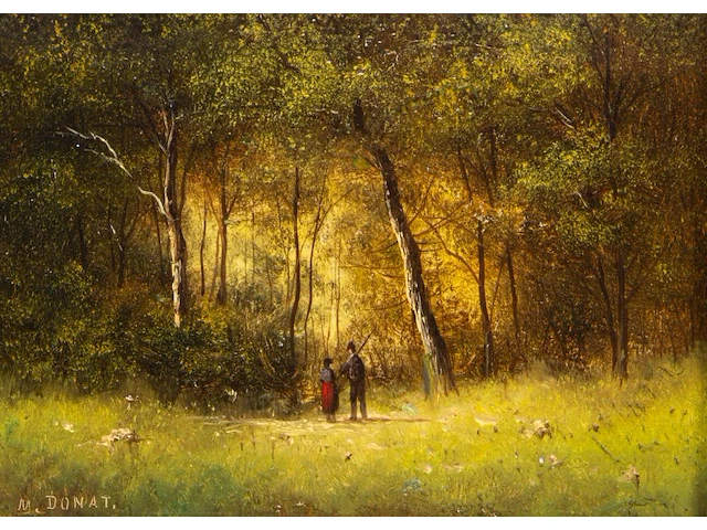 Merchie donat (1833-1886), three small landscapes with figures, oil on panel 13 x 17 cm. (5.12 x 6.69 in.) - afbeelding 5 van  11