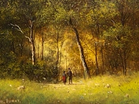 Merchie donat (1833-1886), three small landscapes with figures, oil on panel 13 x 17 cm. (5.12 x 6.69 in.) - afbeelding 5 van  11