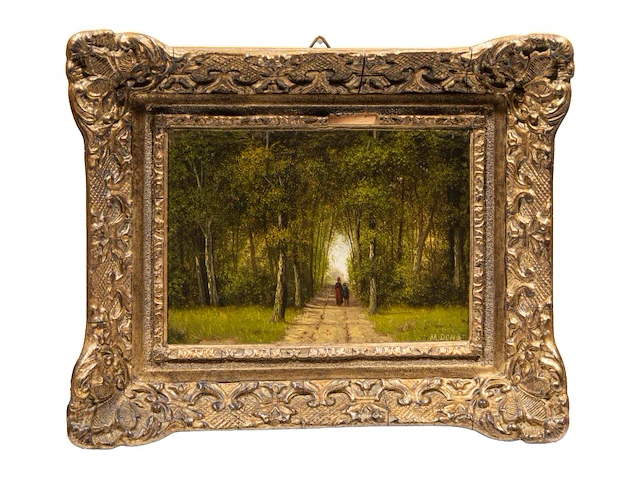 Merchie donat (1833-1886), three small landscapes with figures, oil on panel 13 x 17 cm. (5.12 x 6.69 in.) - afbeelding 8 van  11
