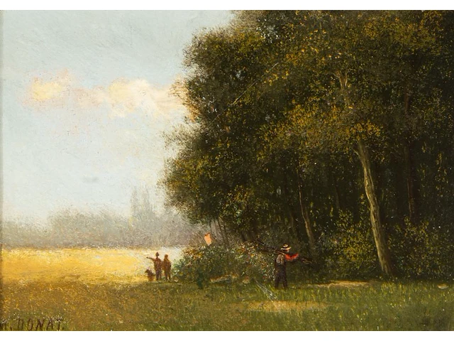 Merchie donat (1833-1886), three small landscapes with figures, oil on panel 13 x 17 cm. (5.12 x 6.69 in.) - afbeelding 9 van  11