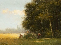 Merchie donat (1833-1886), three small landscapes with figures, oil on panel 13 x 17 cm. (5.12 x 6.69 in.) - afbeelding 9 van  11