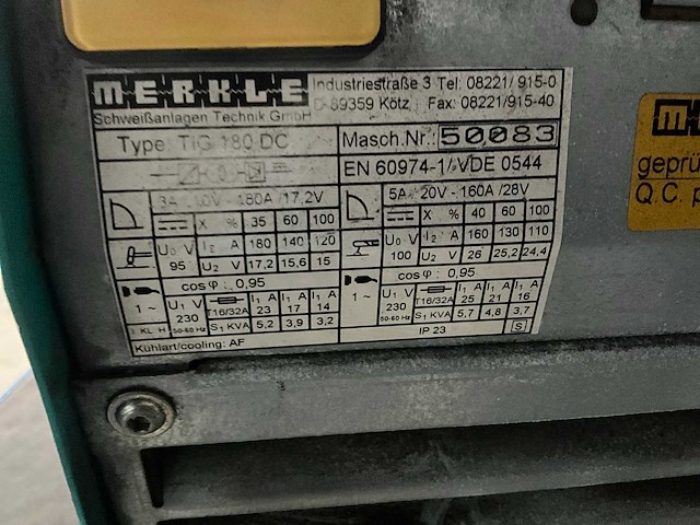Merkle tig180dc tig-lasmachine - afbeelding 9 van  9