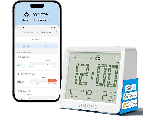 Meross slimme hygrometer en thermometer op zonne-energie - afbeelding 1 van  1