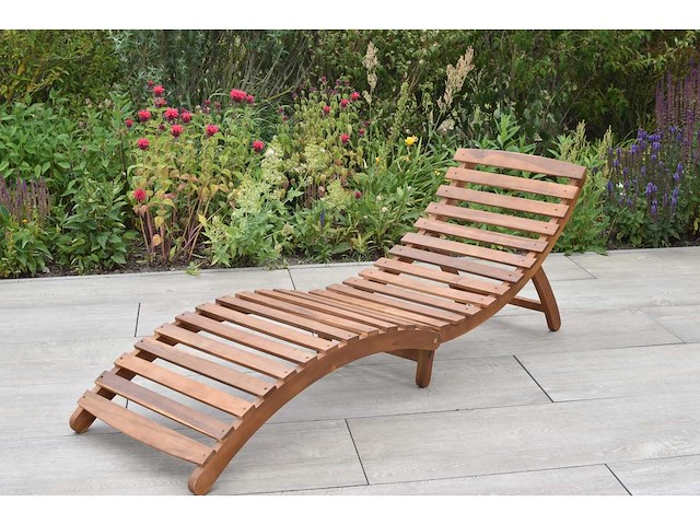 Merxx garden lounge chair "honopu" - acaciahout, grijs kussen inbegrepen - afbeelding 4 van  8