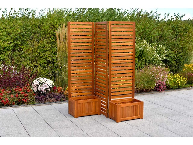 Merxx room divider met 2 plantenbakken - acacia - afbeelding 6 van  7