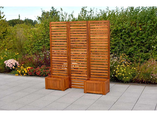 Merxx room divider met 2 plantenbakken - acacia - afbeelding 7 van  7