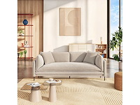 Met veren bezet stoffen 3-zits bankhoes - taupe