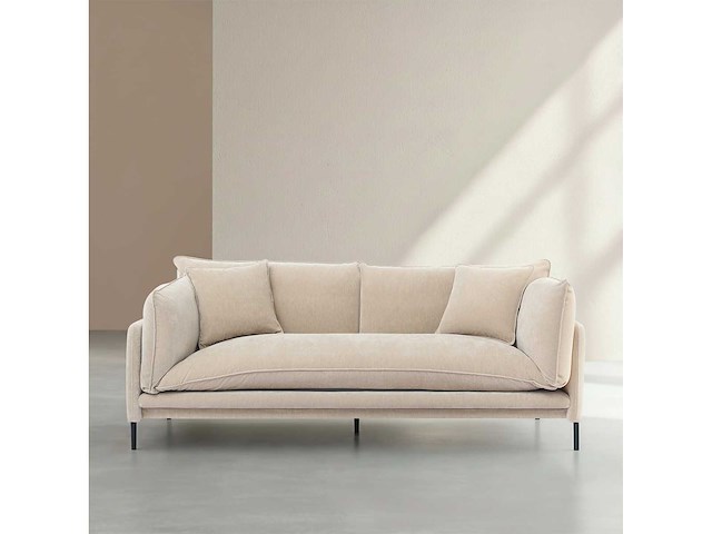 Met veren bezet stoffen 3-zits bankhoes - taupe - afbeelding 3 van  5